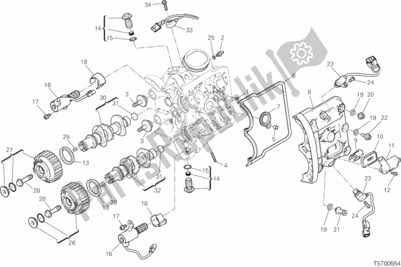 Toutes les pièces pour le Testa Orizzontale - Distribuzione du Ducati Multistrada 1200 S Pikes Peak 2016